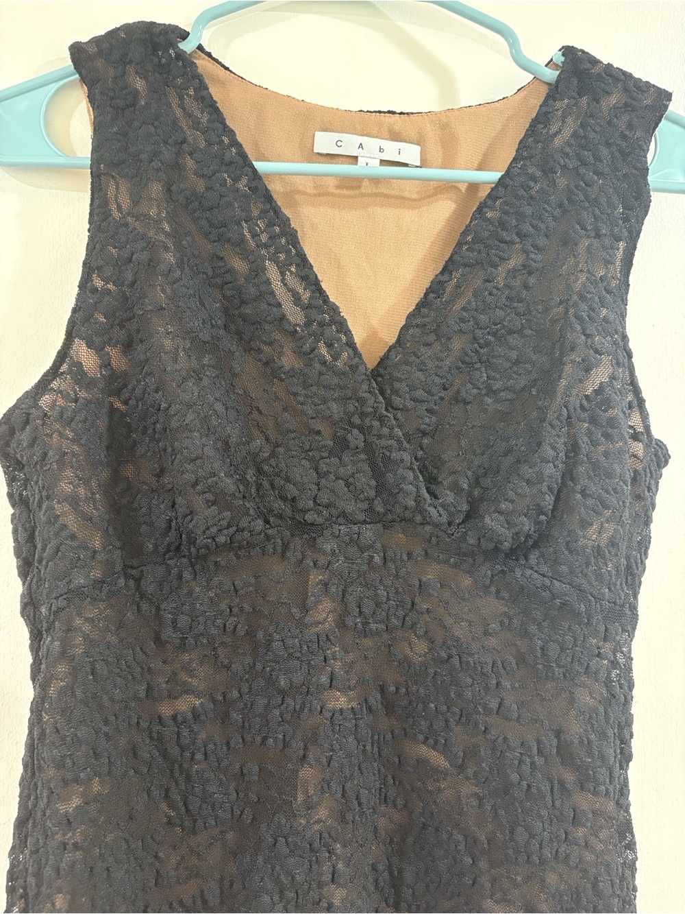 CAbi Tan Knit Top with Black Trim size L